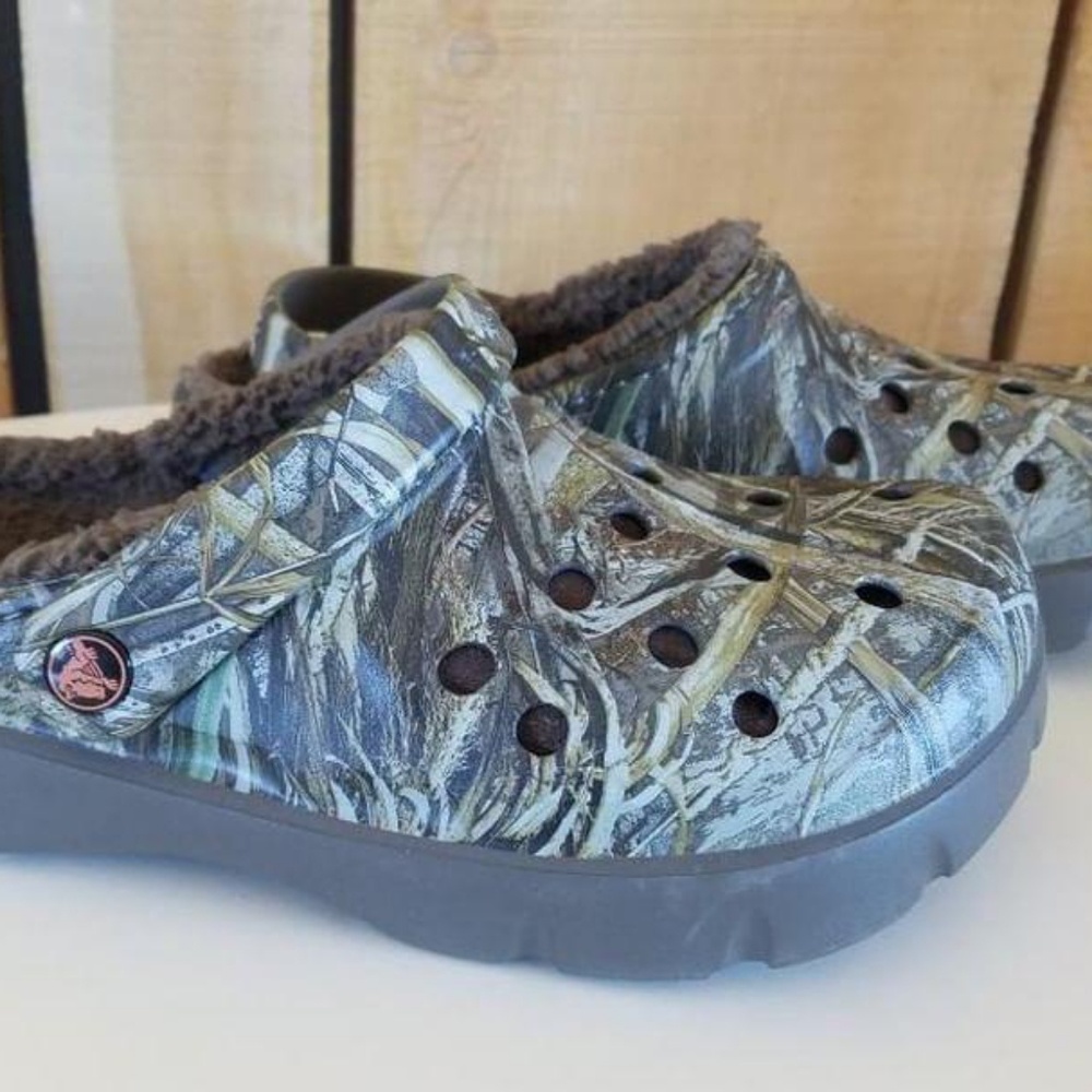 Fleece lined camo crocs